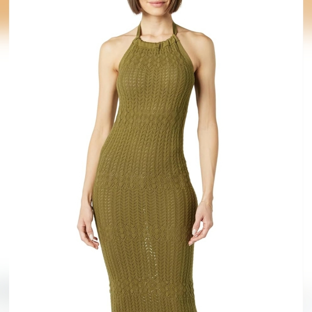 Olive Green The Drop Jayla Sleevesless Crochet Midi Dress